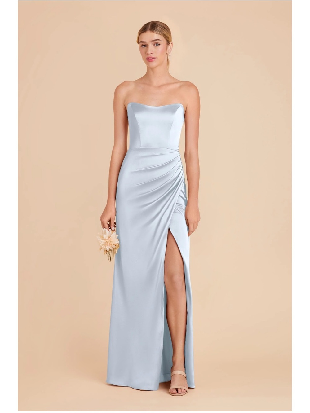 Birdy Grey Mist Blue Matte Satin Maxi Dress - Picture 2 of 9
